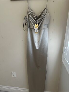 Forever 21 Silver Satin Cowl Slip Dress NWT